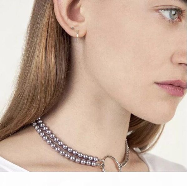 

justine clenquet purple pearl splicing silver fashion personality hip hop women's necklace