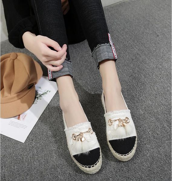

2019 designer women espadrilles real lambskin women flat shoes fashion comfortable casual loafers, Black