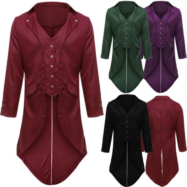 

autumn men women vintage victorian swallow-tailed jacket tuxedo banquet coat 2019 fashion man long sleeve casual coat long, Black;white