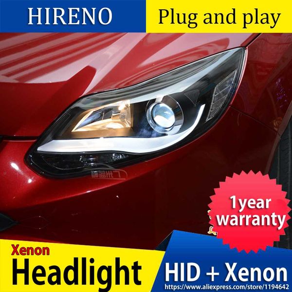 

car styling 2012 2013 2014 for focus led headlights fpr new focus 3 drl lens double beam h7 hid xenon bi xenon lens