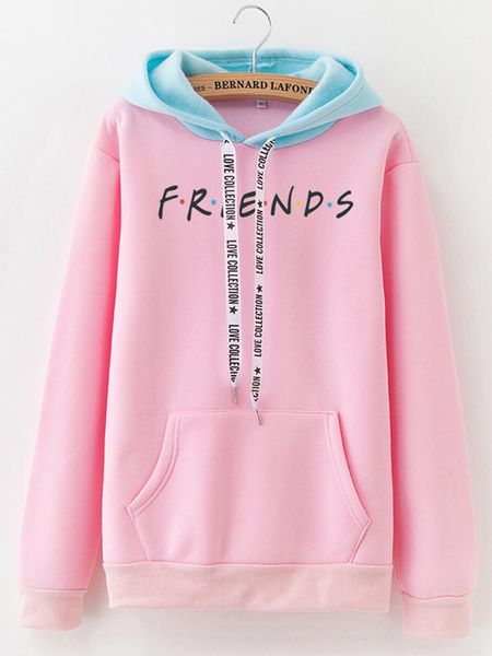 

letter print long sleeve drawstring casual hoodie sweatshirt, White