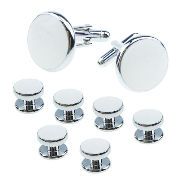 

8pcs round enamel mens cufflinks and studs set silver black black golden cufflinks for male french shirts business wedding gifts