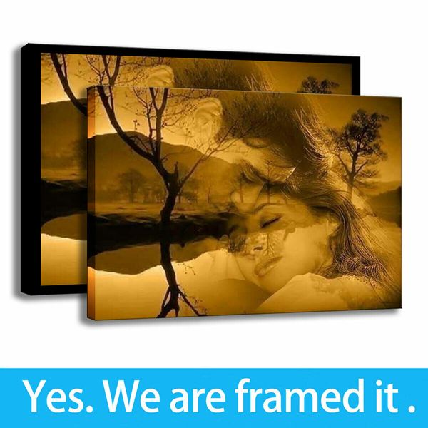 

canvas hd print home decor landscape painting daytime during summer art poster - ready to hang - framed