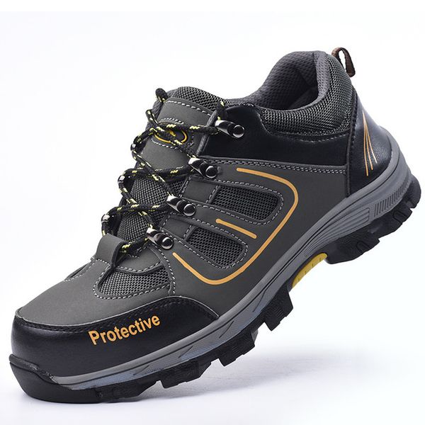 

oeak safety shoes survival steel toe steel mid plate anti slip anti smashing work men work boots safety, Black