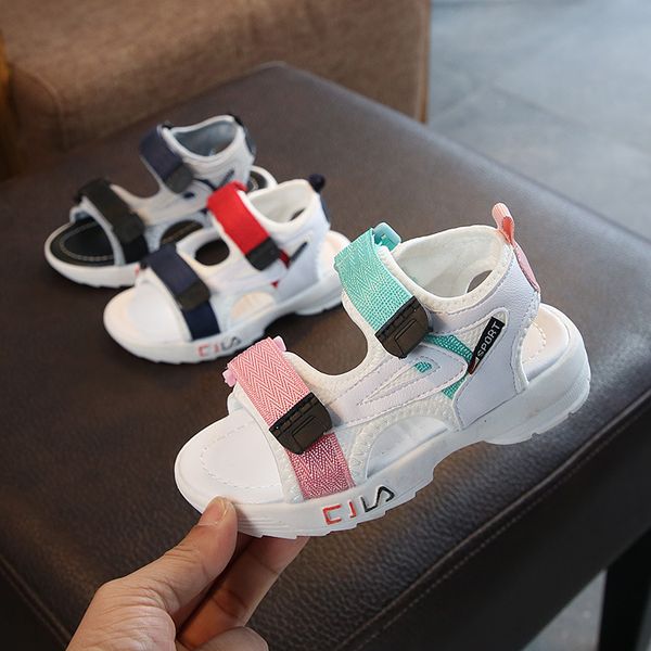 

boy sandals kids summer beach shoes sports double hook loop toddler boy sandals open toe orthopedic baby shoes ks611, Black;red