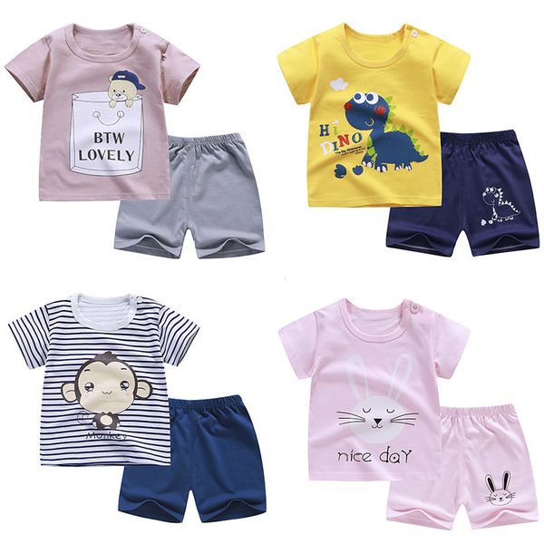 

летние милые мальчики наборы мультфильм малышей детская одежда наборы топ + брюки 2 шт. / компл. дети повседневная одежда для мальчиков спор, White