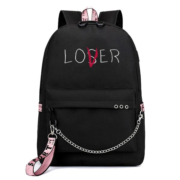 

lover loser large school bags for teenage girls can usb charging backpack women bookbag youth leisure college canvas bag