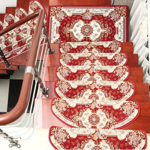 

1pc stair tread european style mat floral non-skid step carpet rug home decors