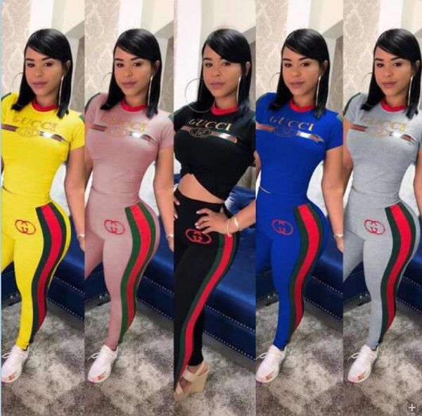 

Brand women de igner two piece et et et digital printed european and american luxury vogue women two piece lei ure port uit, White