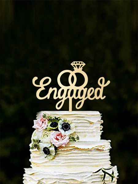 

mirror gold " engaged " cake er for engagement party decoration cake decorating wedding er
