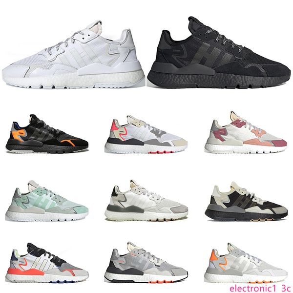 

nite jogger men women running shoes triple white core black carbon active blue white grey red trainers sneakers sports size 36-45, Black;green