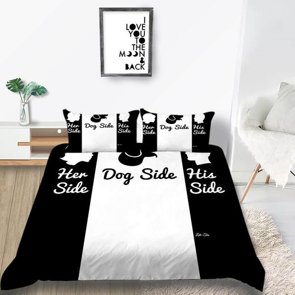 Bedding Home Garden Dog My Side Duvet Cover Set Soft Twin Queen