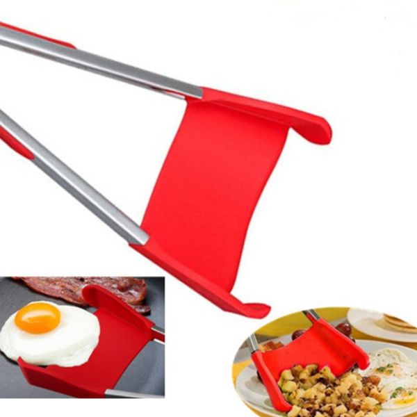 

kitchen spatula pliers non-stick pan heat resistant stainless steel food clip intelligent silicone clip kitchen helper t2i5149