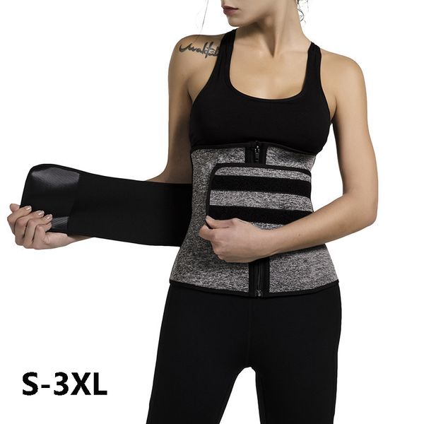 

sauna waist trainer corset sweat belt for women weight loss compression trimmer body shaper workout belts fitness shapewear, Black;gray