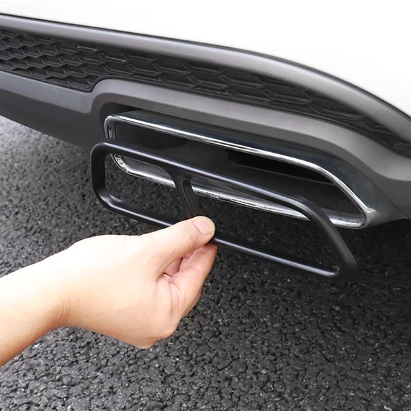 

car styling exhaust tail pipes decoration frame black tail throat pipe modified cover trim 2pcs for a6 c7 2016-2018