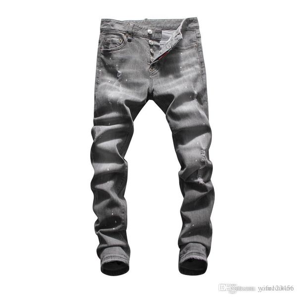 

new 2020 fashion men jeans distressed ripped cool mens jeans fashion designer straight motorcycle biker jeans, Blue
