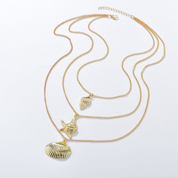 

bohemian vintage fashion gold color alloy conch shell necklace for women girls boho pendant simple seashell ocean beach, Silver