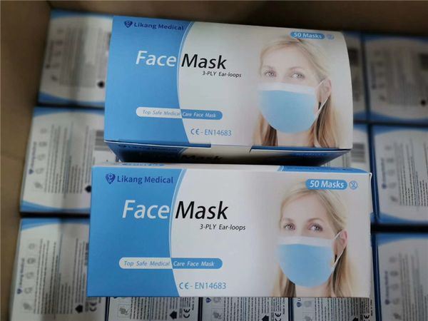 

dhl shipping ce fda disposable 3 ply face mouth face masks thick 3-layer masks with earloops for home use anti dust earloops filter masks