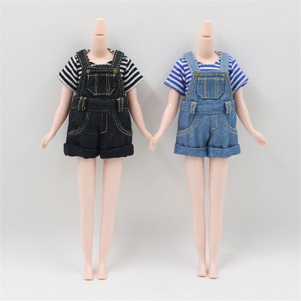 

dbs icy doll blyth doll bjd licca body strap jumpsuit shorts black and blue