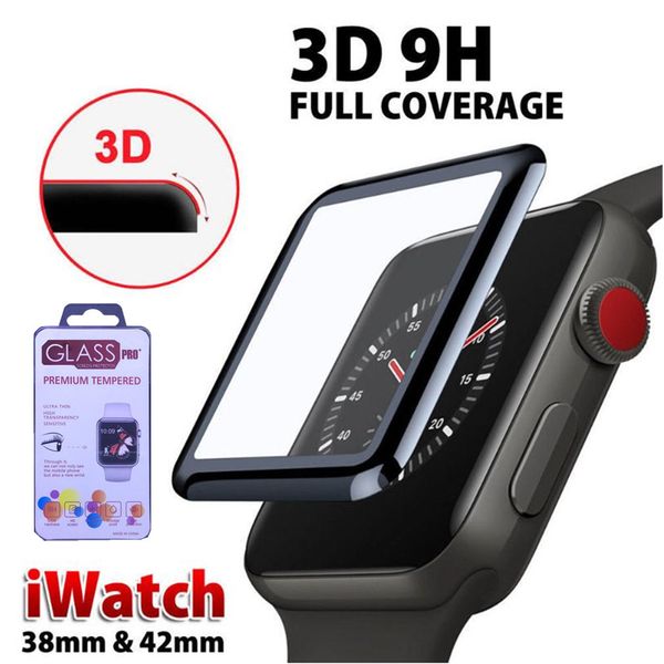 

3d creen protector film for apple watch 38mm 40mm 44mm 42mm 9h full cover tempered gla for iwatch erie 4 321