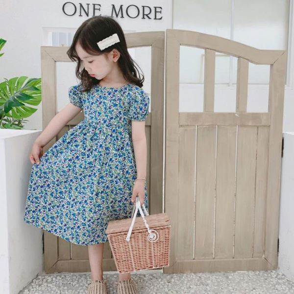

2020 summer new print short sleeve backless girls sweet cute princess dress korean fashion cotton dress for girls l281, Red;yellow