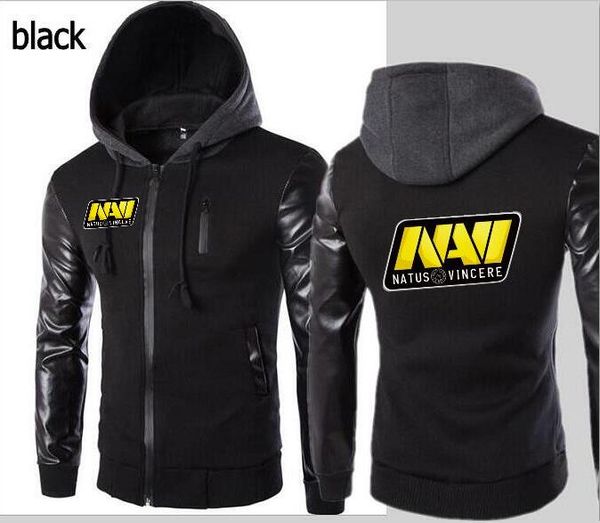 

knife tower dota2 team navi anime surrounding leather sleeves hooded shirt casual wool winter jacket jacket sweatshirt, Black;brown