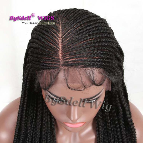 African American Braid Hairstyle Wig Synthetic Black Box Braid