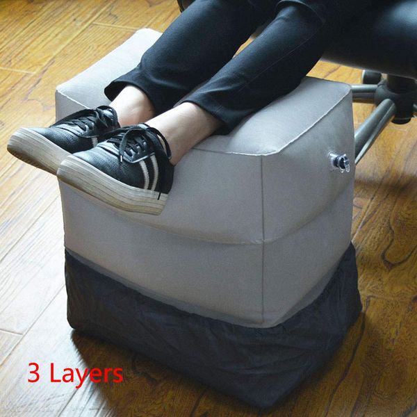 

travel inflatable foot rest pillow adjustable height portable leg rest pillow cushion carrying bag airplane home car office foot