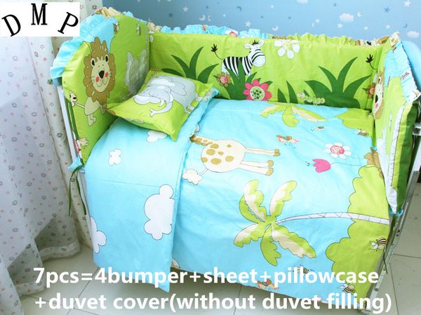 

promotion 6/7pcs baby crib bedding set 100% cotton bedclothes bed decoration , 120*60/120*70cm