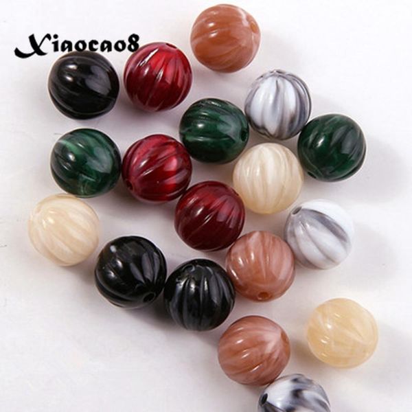 

20 pcs beads accessories for jewelry retro resin pumpkin lantern straight perforated beads for jewelry making earrings pendant