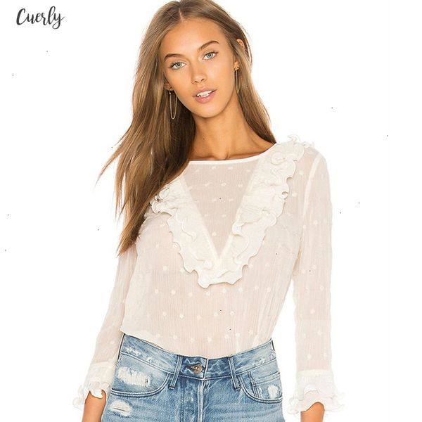 

transparent blouses shirt fashion polka dot white and regular blouse ruffles butterfly sleeve shirts women clothes