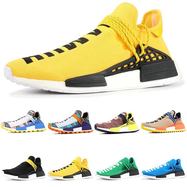 

2019 New Pharrell Williams X Human Race Mens Running Shoes Women Trainers Sample Yellow Black Nerd Pale Nude Designer Sport Sneaker 36-46