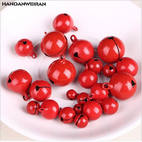 

50pcs/package 8mm10mm christmas decorations for home word open red bell paint copper bell christmas tree decorat