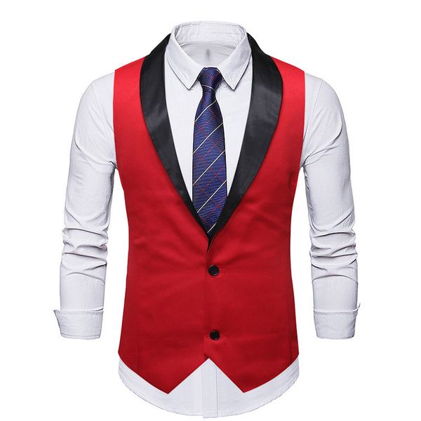 

mens suit vest 2020 brand red shawl collar slim fit dress vest waistcoat men party wedding tuxedo vests male chaleco hombre xxl, Black;white