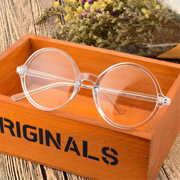 

fashion round plain glasses for vintage clear lens eyewear women men retro myopia optical glasses frame transparent, Black