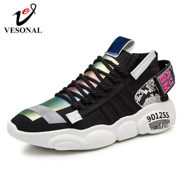

vesonal 2019 spring autumn hip hop sneakers men shoes casual breathable comfortable male shoes walking footwear, Black