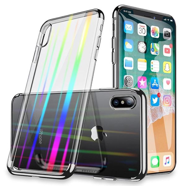 

2019 luxury gradient laser clear phone case for iphone x xs max xr ultra thin rainbow glass cover for iphone 7 8 6 6s plus capa coque