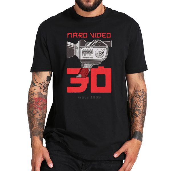 

eu size 100% cotton t shirt naro video since 1989 t shirt retro and modern camera graphic black, White;black