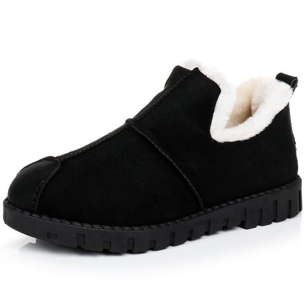 

snow suede ankle boots women flats winter warm winter short boots new fashion suede boots snow women shoes fur plush suede shoes, Black