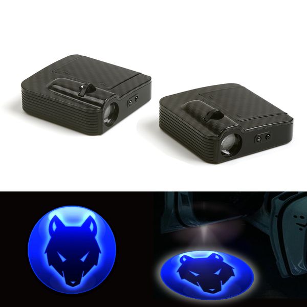 

led car door shadow projecting lamp welcome light projector for car blue wolf logo