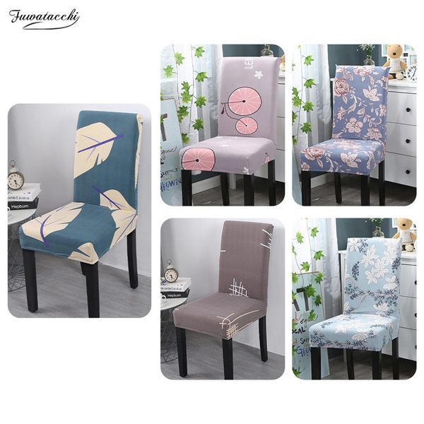 

fuwatacchi floral chair cover spandex seat case for dining room stretch elastic covers pink banquet l wedding home decor