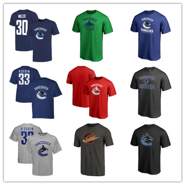 

#33 h.sedin #30 miller #22 d.sedin vancouver canucks branded men's hockey jerseys sport t-shirt blue black gray uniform shirts printed