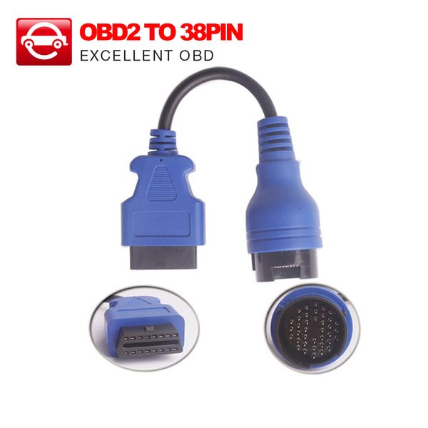 

blue ps2 38pin truck cable obd1 to obd2 16pin lead diagnostic interface for iveco 38 pin obdii extension cord lead ing