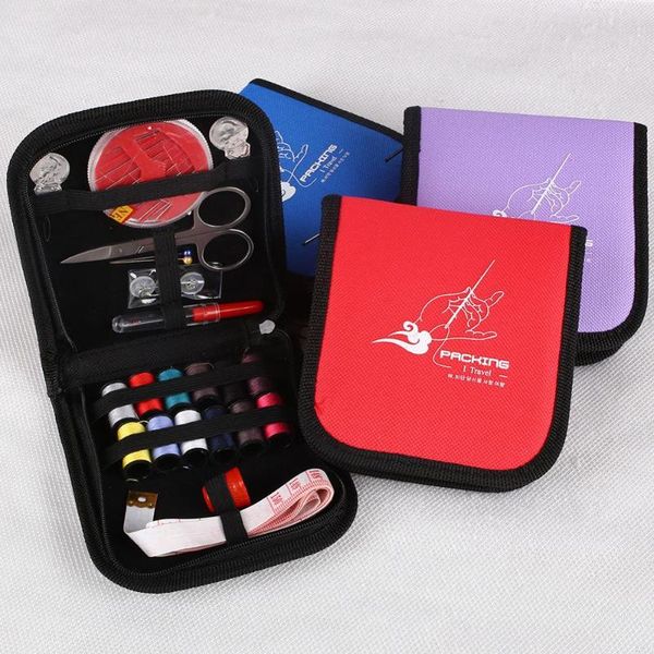 

sewing kit thread threader needle tape measure scissor thimble box bag