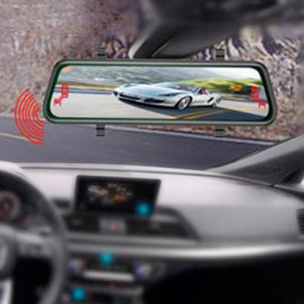

10" dash cam rearview mirror camera streaming media 1080p parking track 24ghz radar sensor blind spot monitor car