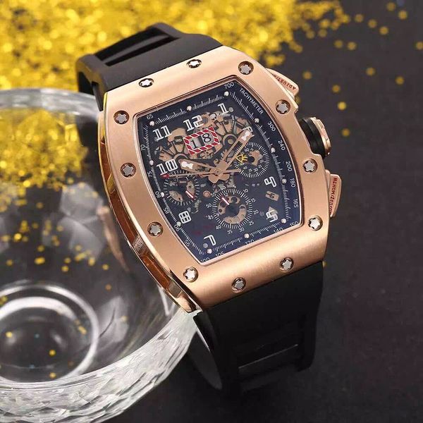 

man watch sport wristwatch sell man watches mechanical automatic wristwatch stainless steel case rubber strap 032, Slivery;brown