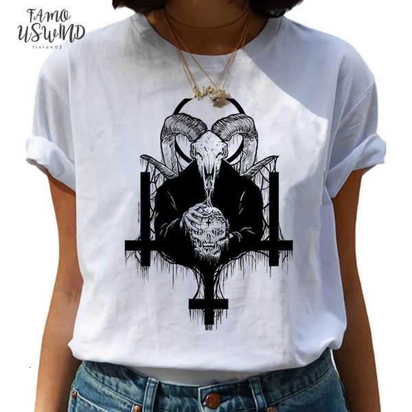 

satan t shirt death women female scary evil satanism grim reaper baphomet horror t shirt satanist tshirt tee clothes, White