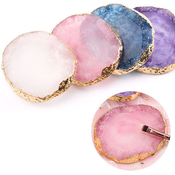 

2019 fashion nail round resin false nail art display board painting palette holder practice manicure tools accessories, Red;gold