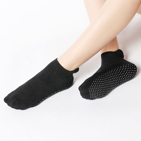 

women yoga socks breathable anti slip sports socks combed cotton spandex, Black
