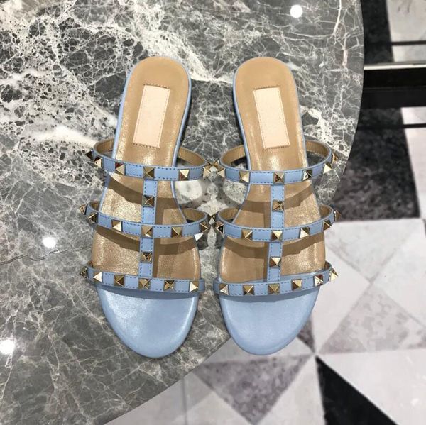 

дизайнер указал toe- с шипы flats коты матовой кожи заклепки сандалии женщин strappy платье обувь валентина заклепки обувь сексуальный, Black